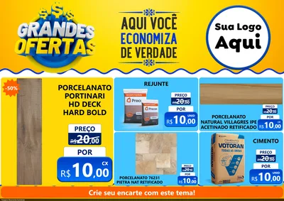 Modelo de Encarte para Encarte A4 Horizontal com o tema Grandes Ofertas para Pisos e revestimentos