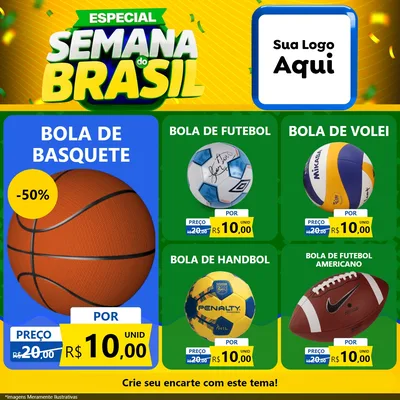 Modelo de Rede Social para Feed Facebook com o tema Especial Semana do Brasil para Artigos Esportivos