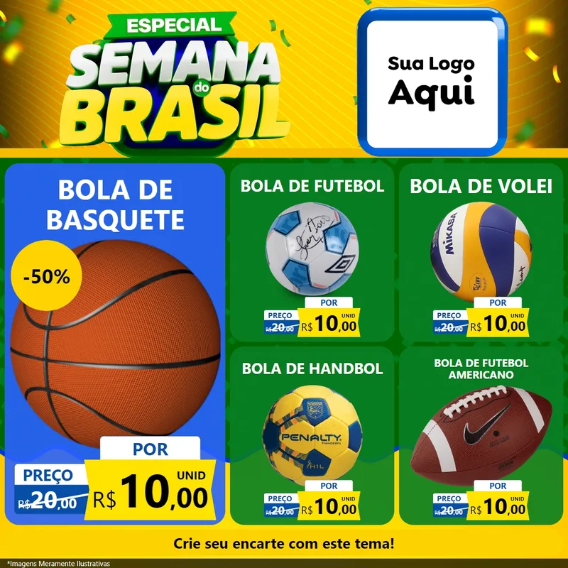 Modelo de Rede Social para Feed Facebook com o tema Especial Semana do Brasil para Artigos Esportivos