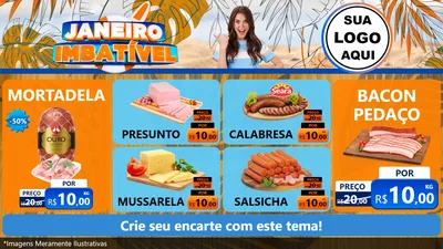 Modelo de TV para TV Horizontal com o tema Janeiro Imbatível para Frios e Laticínios