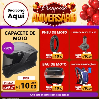 Modelo de Rede Social para Feed Facebook com o tema Promoção de Aniversário para Moto peças