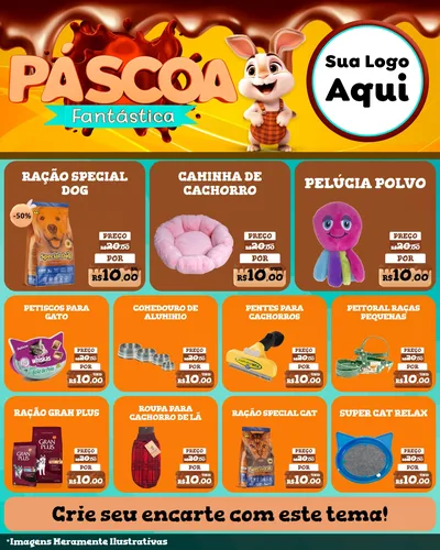 Modelo de Rede Social para Feed Instagram com o tema Páscoa Fantástica para Pet Shop