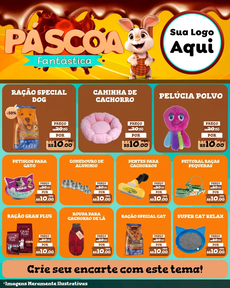 Modelo de Rede Social para Feed Instagram com o tema Páscoa Fantástica para Pet Shop