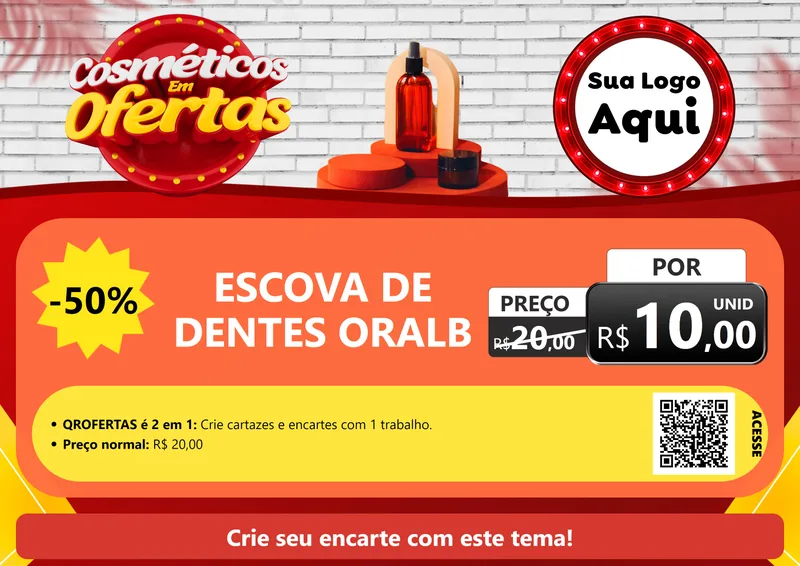 Modelo de Cartaz para Cartaz A4 Horizontal com o tema Cosméticos em Ofertas para Higiene Pessoal