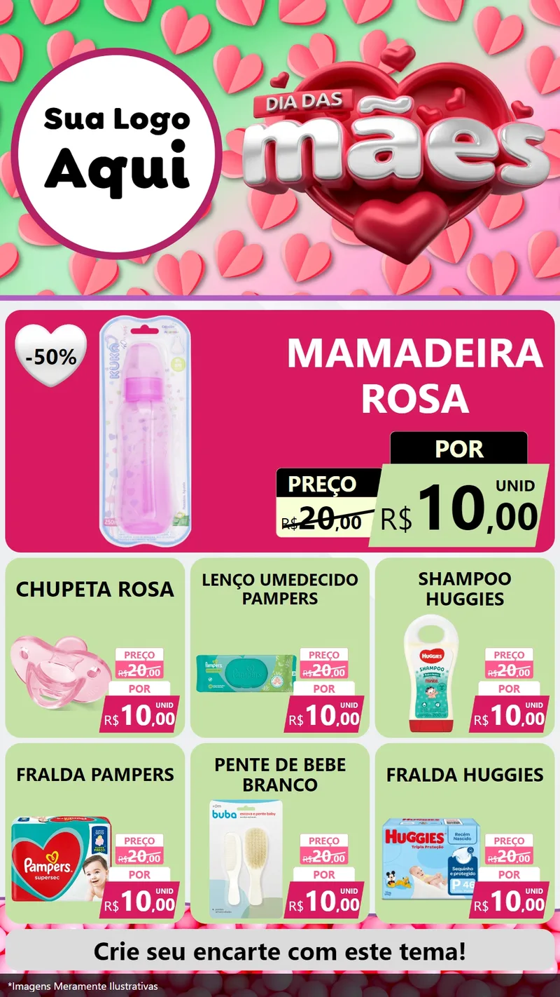 Modelo de Rede Social para Stories com o tema Dia das Mães para Bebês