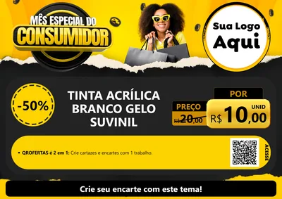 Modelo de Cartaz para Cartaz A4 Horizontal com o tema Mês Especial do Consumidor para Tintas e Ferramentas