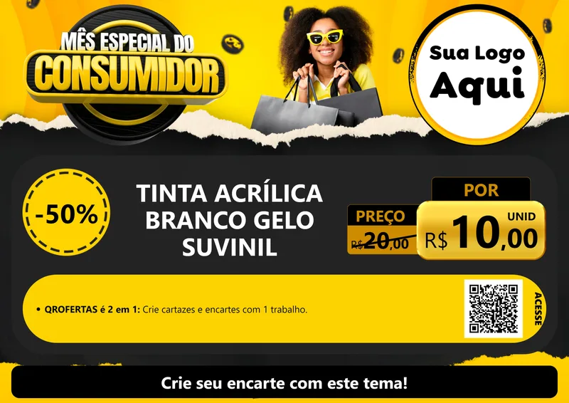 Modelo de Cartaz para Cartaz A4 Horizontal com o tema Mês Especial do Consumidor para Tintas e Ferramentas
