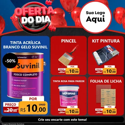 Modelo de Rede Social para Feed Facebook com o tema Oferta do Dia para Tintas e Ferramentas