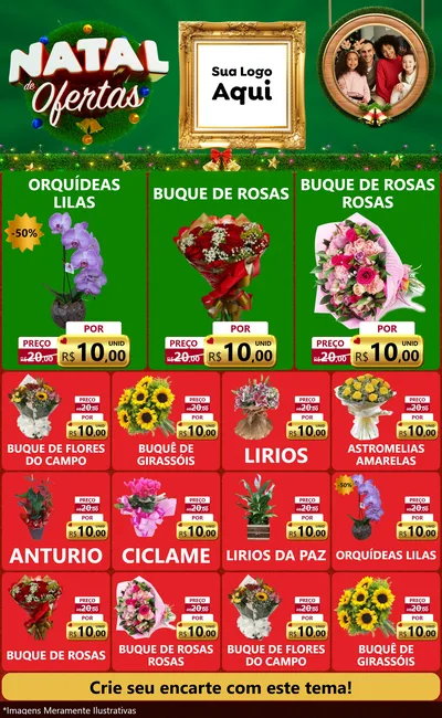Modelo de Encarte para Encarte Grande com o tema Natal de Ofertas para Floricultura e jardim