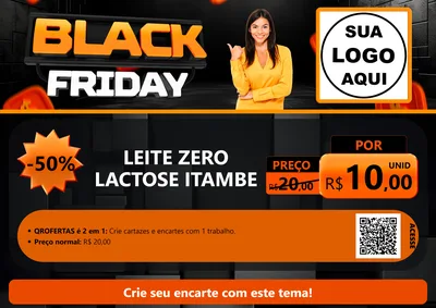 Modelo de Cartaz para Cartaz A4 Horizontal com o tema Black Friday para Frios e Laticínios