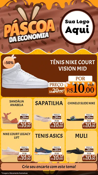 Modelo de Rede Social para Stories com o tema Páscoa da Economia para Calçados