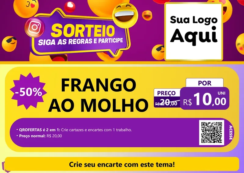 Modelo de Cartaz para Cartaz A4 Horizontal com o tema Sorteio para Restaurante