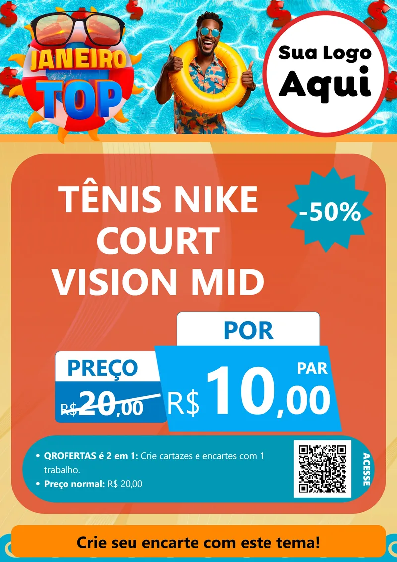 Modelo de Cartaz para Cartaz A4 Vertical com o tema Janeiro Top para Calçados