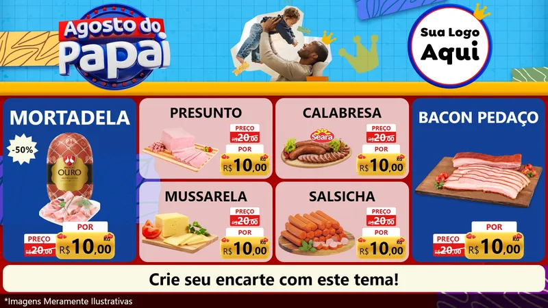 Modelo de TV para TV Horizontal com o tema Agosto do Papai para Frios e Laticínios