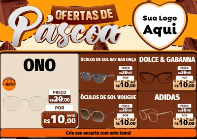 Modelo de Encarte para Encarte A4 Horizontal com o tema Ofertas de Páscoa para Óticas