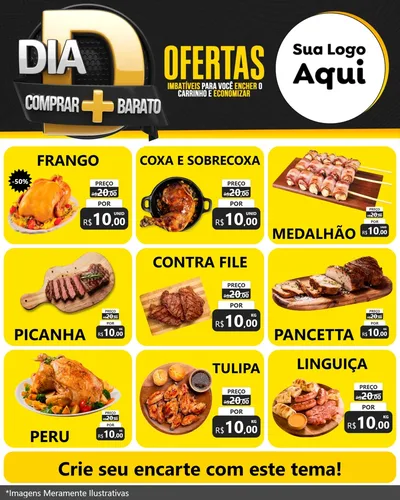 Modelo de Rede Social para Feed Instagram com o tema Dia D Mais Economia para Assados