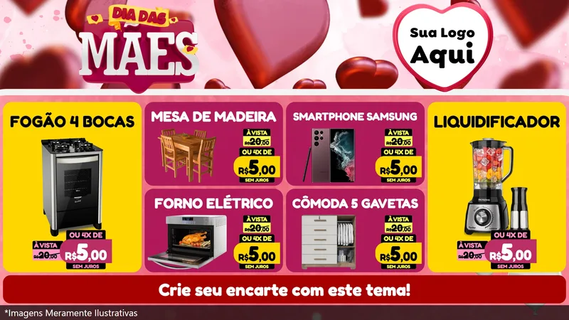 Modelo de TV para TV Horizontal com o tema Dia Das Mães para Móveis e Eletro