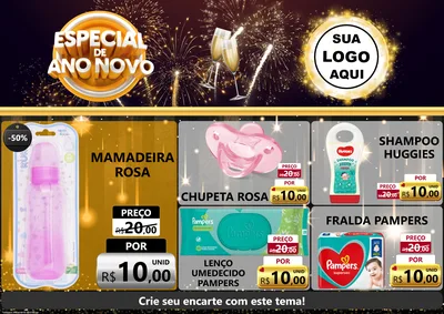 Modelo de Encarte para Encarte A4 Horizontal com o tema Especial de Ano Novo para Bebês