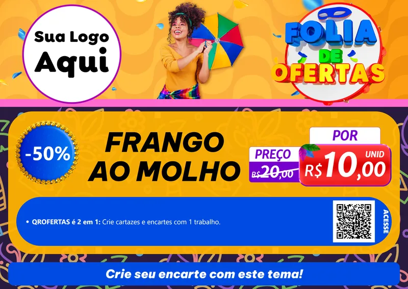 Modelo de Cartaz para Cartaz A4 Horizontal com o tema Folia de Ofertas para Restaurante