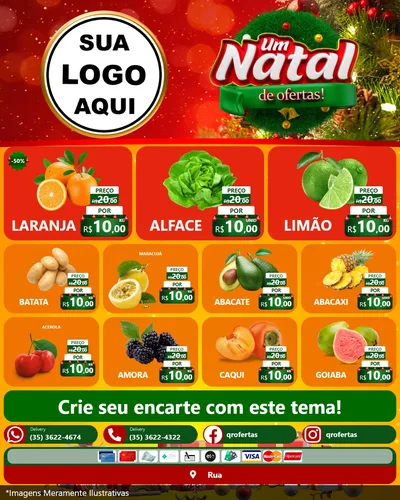 Modelo de Rede Social para Feed Instagram com o tema Um Natal de Ofertas para Hortifrúti
