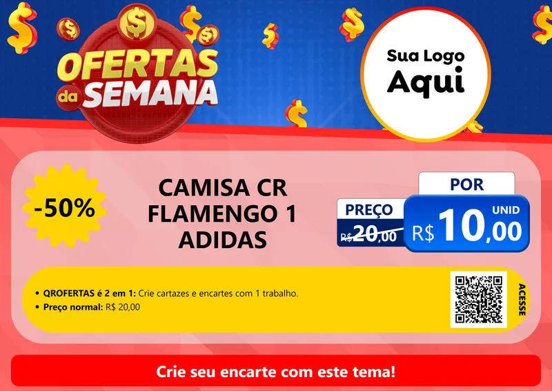 Modelo de Cartaz para Cartaz A4 Horizontal com o tema Ofertas Da Semana para Roupas e acessórios