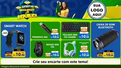 Modelo de TV para TV Horizontal com o tema Ofertas Proclamação da República para Informática