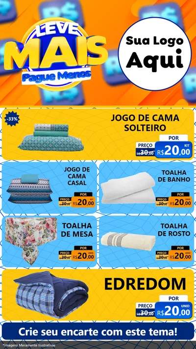 Modelo de TV para TV Vertical com o tema Leve Mais, Pague Menos para Cama, Mesa e Banho