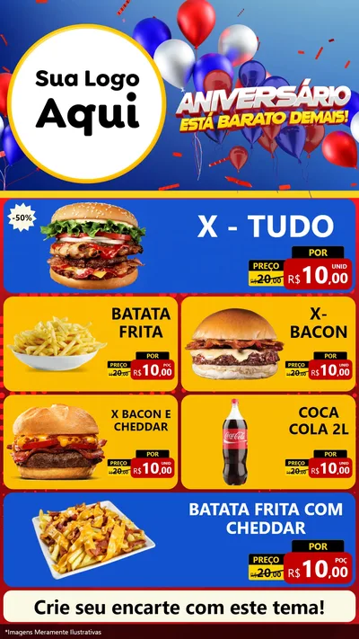 Modelo de TV para TV Vertical com o tema Aniversário para Hamburgueria