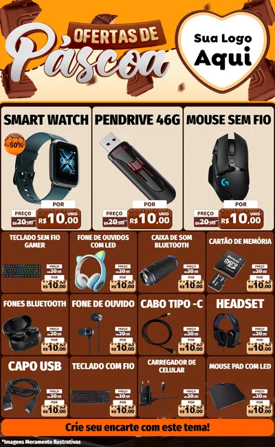 Modelo de Encarte para Encarte Grande com o tema Ofertas de Páscoa para Informática