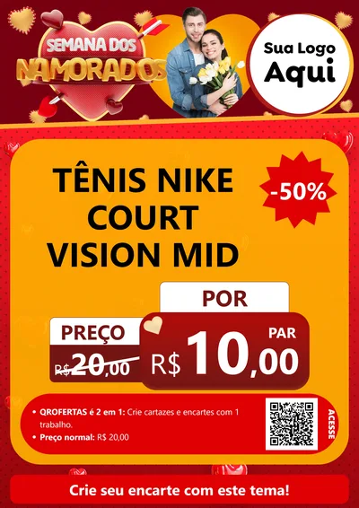 Modelo de Cartaz para Cartaz A4 Vertical com o tema Semana dos Namorados para Calçados
