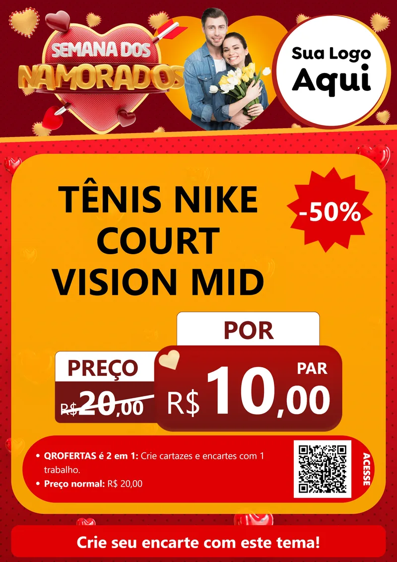 Modelo de Cartaz para Cartaz A4 Vertical com o tema Semana dos Namorados para Calçados