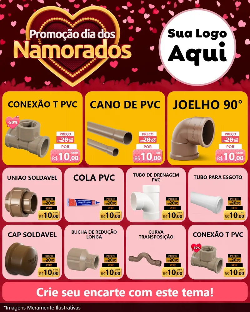 Modelo de Rede Social para Feed Instagram com o tema Promoção Dia Dos Namorados para Tubos e conexões