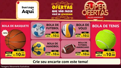 Modelo de TV para TV Horizontal com o tema Dia dos Namorados para Artigos Esportivos
