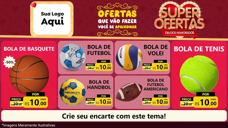 Modelo de TV para TV Horizontal com o tema Dia dos Namorados para Artigos Esportivos