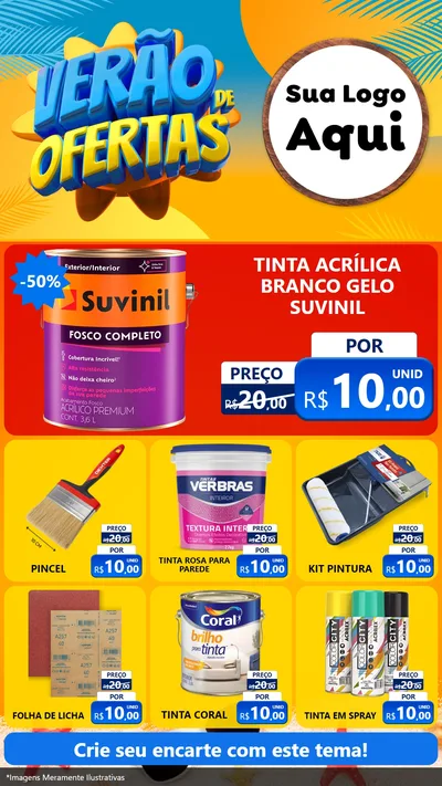 Modelo de Rede Social para Stories com o tema Verão de Ofertas para Tintas e Ferramentas