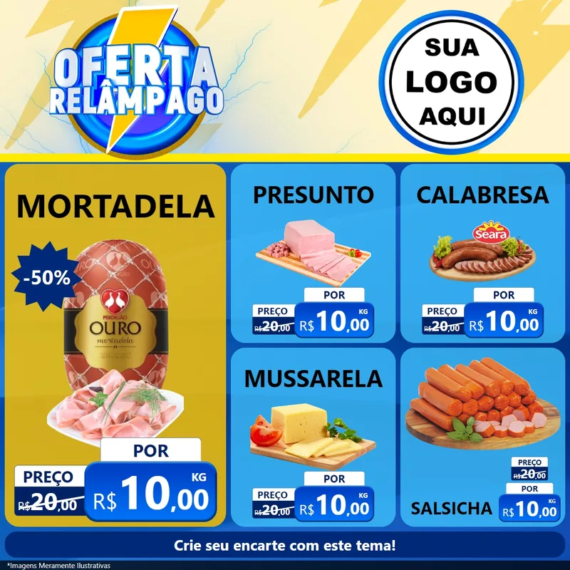 Modelo de Rede Social para Feed Facebook com o tema Oferta Relâmpago para Frios e Laticínios