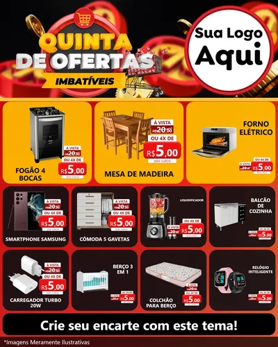 Modelo de Rede Social para Feed Instagram com o tema Quinta de Ofertas Imbatíveis para Móveis e Eletro