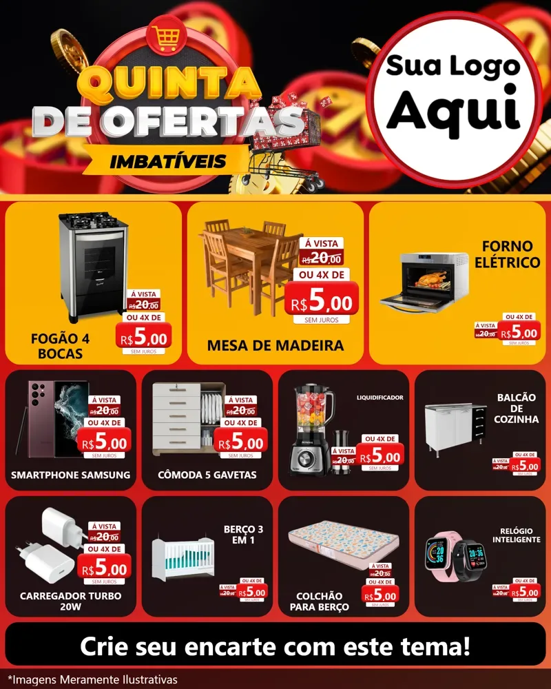 Modelo de Rede Social para Feed Instagram com o tema Quinta de Ofertas Imbatíveis para Móveis e Eletro