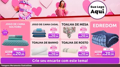 Modelo de TV para TV Horizontal com o tema Dia da Mulher para Cama, Mesa e Banho