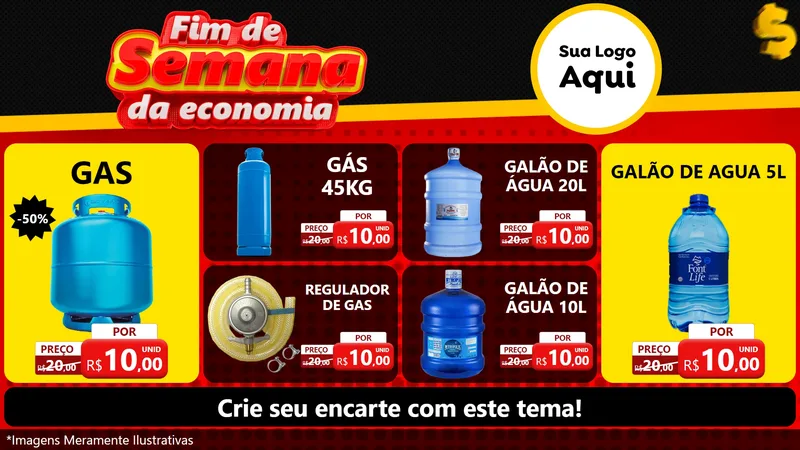 Modelo de TV para TV Horizontal com o tema Fim de Semana da Economia para Água e gás