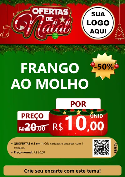 Modelo de Cartaz para Cartaz A4 Vertical com o tema Ofertas de Natal para Restaurante