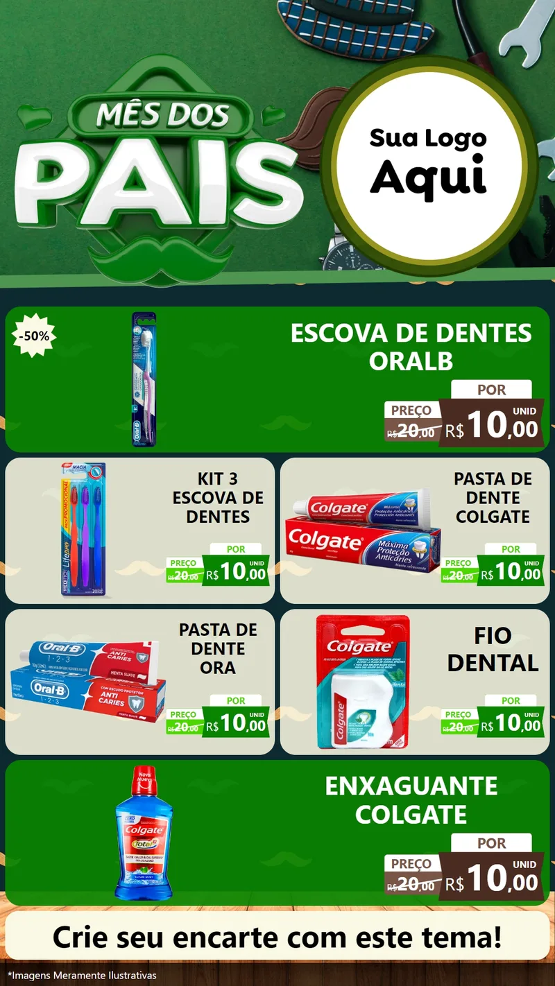 Modelo de TV para TV Vertical com o tema Mês dos Pais para Higiene Pessoal