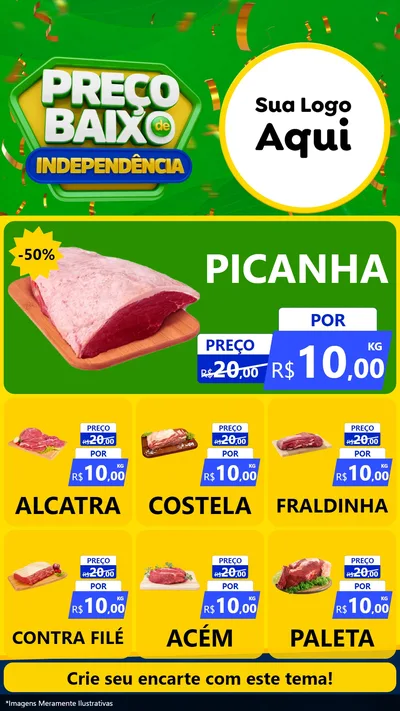 Modelo de Rede Social para Stories com o tema Preço Baixo de Independência para Açougue
