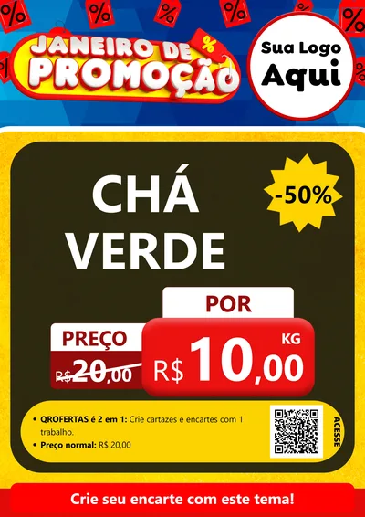 Modelo de Cartaz para Cartaz A4 Vertical com o tema Janeiro de Promoção para Produtos Naturais
