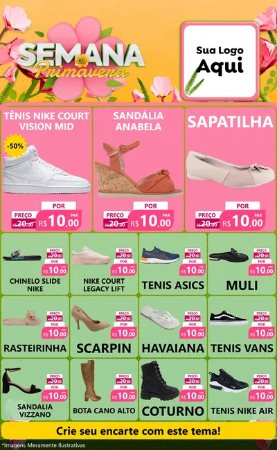 Modelo de Encarte para Encarte Grande com o tema Semana da Primavera para Calçados