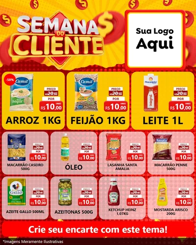 Modelo de Rede Social para Feed Instagram com o tema Semana do Cliente para Supermercado
