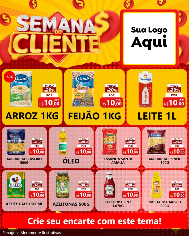 Modelo de Rede Social para Feed Instagram com o tema Semana do Cliente para Supermercado