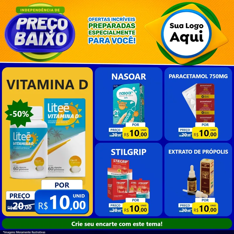 Modelo de Rede Social para Feed Facebook com o tema Independência de Preço Baixo para Farmácia