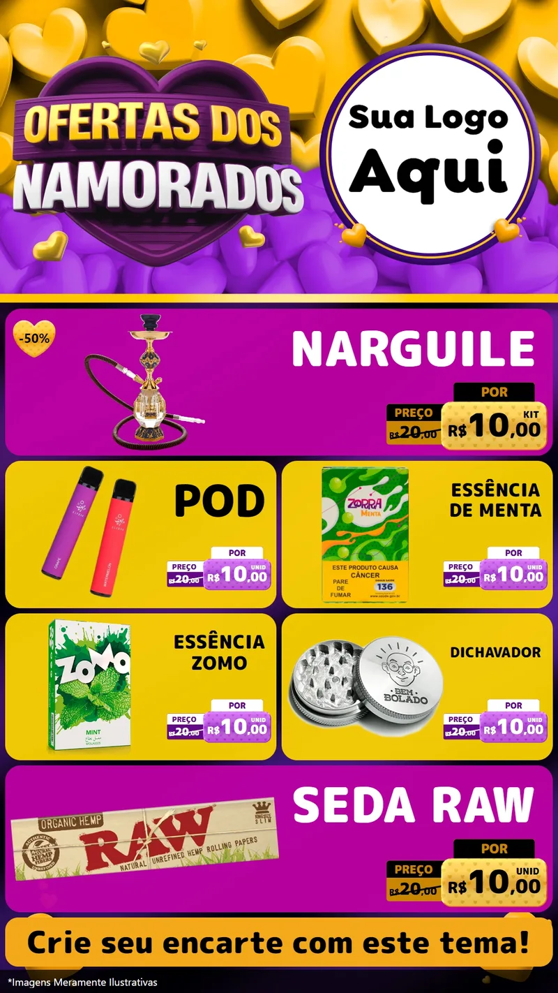 Modelo de TV para TV Vertical com o tema Oferta Dos Namorados para Tabacaria