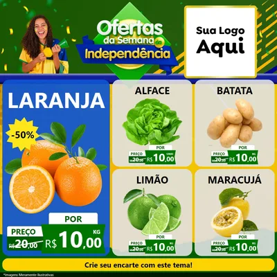 Modelo de Rede Social para Feed Facebook com o tema Ofertas da Semana da Independência para Hortifrúti